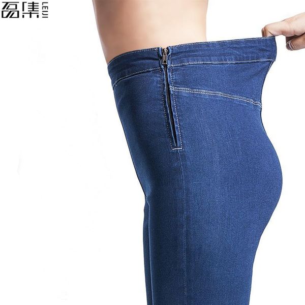 

jeans woman autumn summer high waist plus size stretch full length skinny slim denim pants for women 4xl 5xl 6xl1, Blue