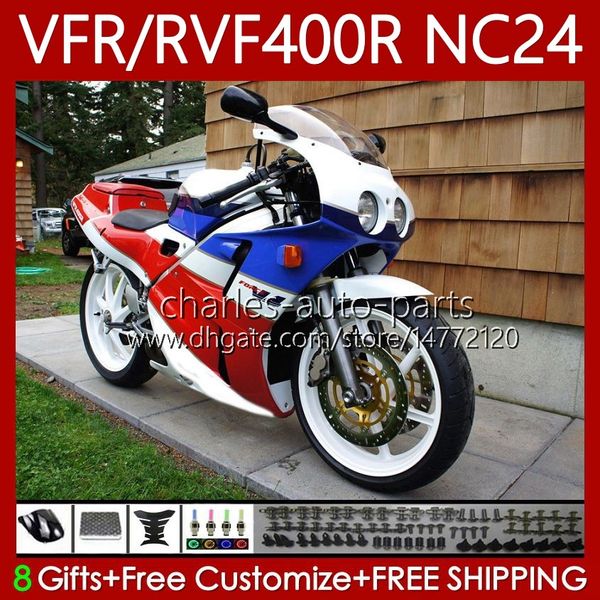 Комплект для тела для Honda RVF400R VFR400 R NC24 V4 VFR400R 87-88 Bodywork 78NO.27 RVF VFR 400 RVFF400 R 400RR 87 88 VFR400RR VFR 400R 1987 1988 Мотоцикл обтекатель белый синий