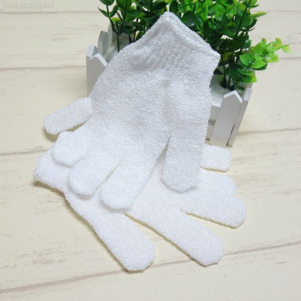 

white nylon body cleaning shower exfoliating glove five fingers bath bathroom gloves home supplies t2i337