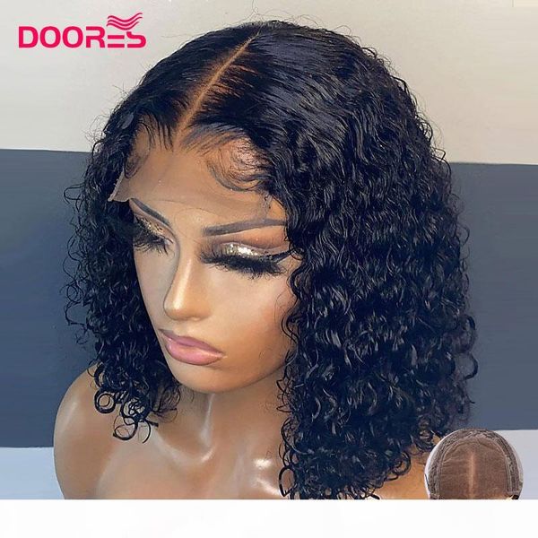 

bob lace front wig pre plucked curly human hair wig remy 4x4 lace closure pixie cut human hair wigs for women 150% density m, Black;brown
