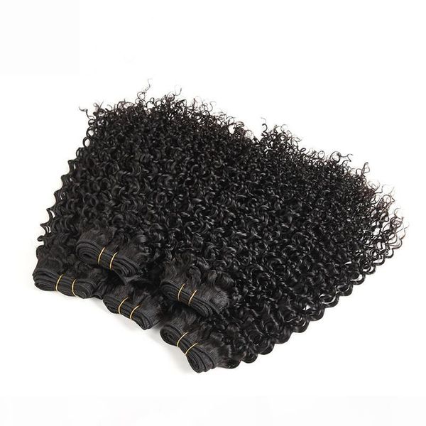 

alibess wholesale -14"-28" brazilian virgin remy hair curly wave 100% unprocessed hair weft 100g pcs 3pcs lot natural color dhl fr, Black
