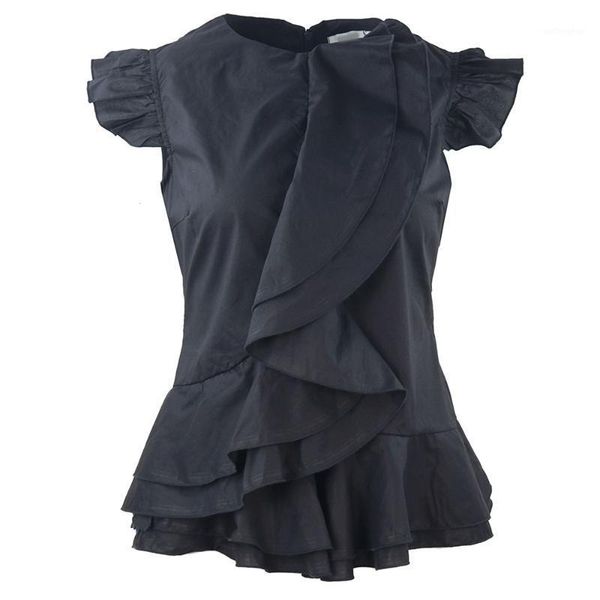

vintage ruffle blouse women summer sleeveless elegant office causal blouses ladies fashion plaid shirt plus size white shirts1