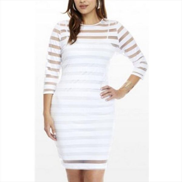 

plus size 4xl ladies lace chiffon see through mini dress white black long slevee bodycon party short mini dress, Black;gray