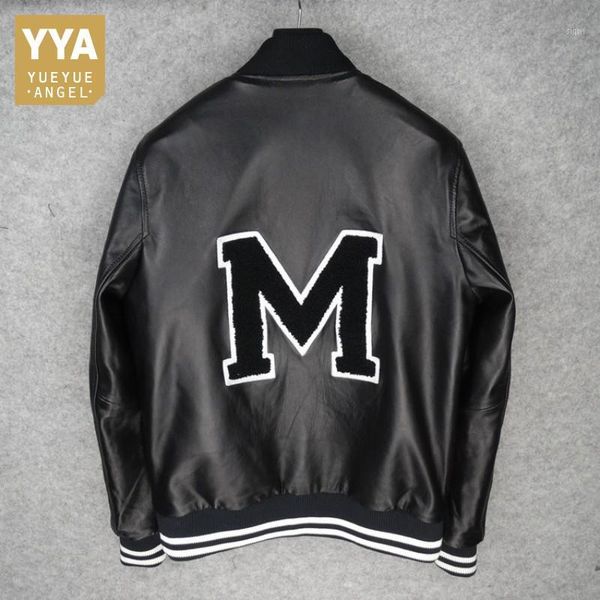 

autumn mens genuine leather bomber jacket black slim pilot jacket sheepskin coat streetwear chaqueta cuero hombre1