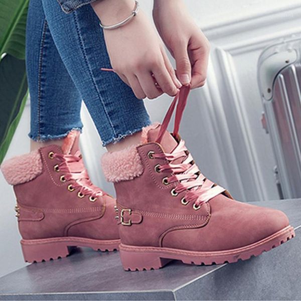 

winter boots suede shoes women snow boots warm female fashion women shoes pearl rivet lace-up fur platform plus size1, Black