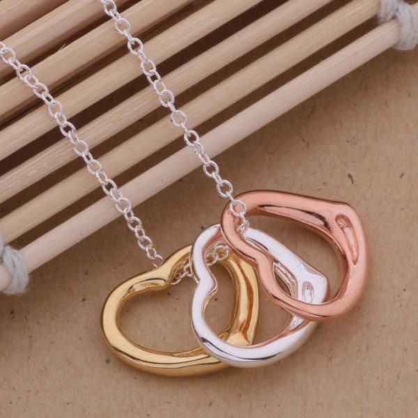 

3 color fashion silver jewelry romantic heart pendant necklace for women an248