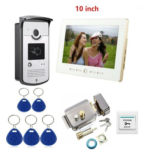 

video door phones 7 inch phone intercom system 1 touch monitor+rfid doorbell led hd camera electric lock in stock