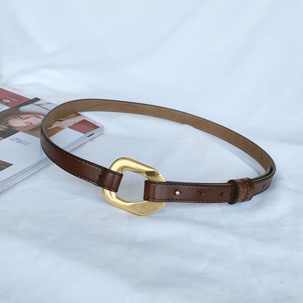 

hook, fashionable trendy alloy thread pressing edge, two-layer leather thin decoration dress, waist and casual belt, Black;brown