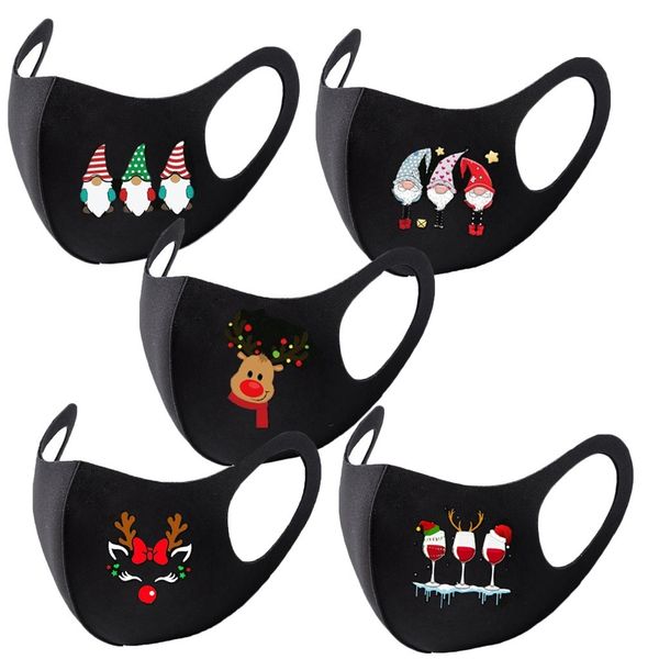 

new christmas party reusable colorful fabric 5pcs facemask turban stylish fashionable neutral washable xmas mask gift