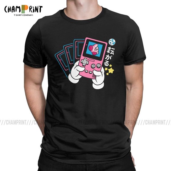 

sport tumble t-shirt for men kirby nostalgia childhood act game fun pure cotton tees round neck short sleeve t shirt party clothes
