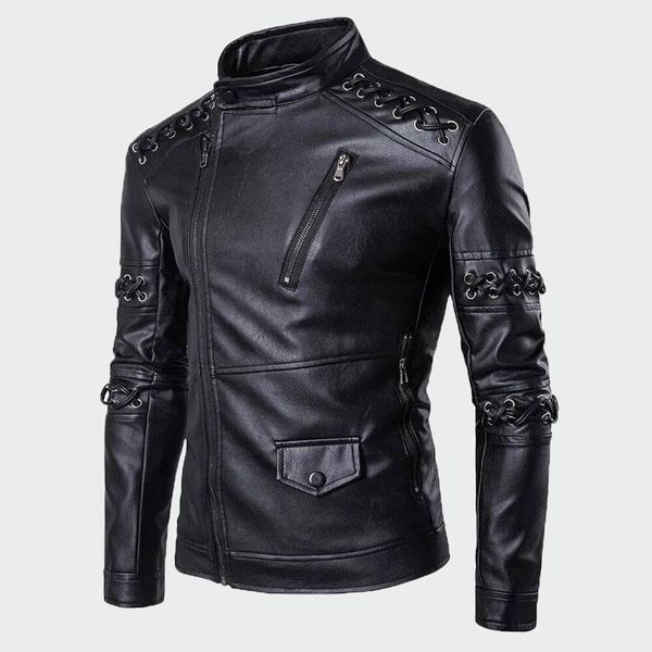 

2020 men's jackets pu men fashion coats biker jacket faux leather jacket males casual thick zip up winter motorcycle coat ml2951, Black