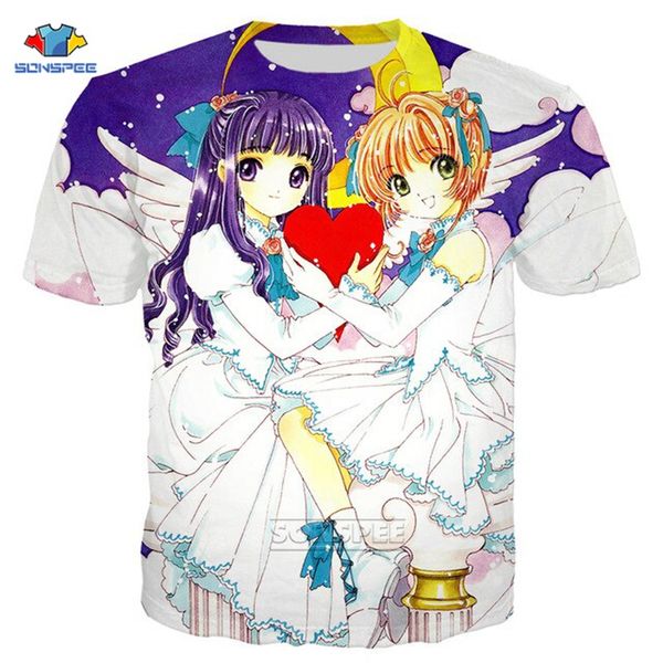 

anime sakura card captor cute cartoon girl men 3d print shirts hippie funny plus size men clothing