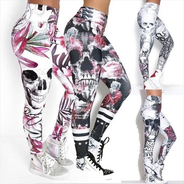 

fashion flowers print women leggings print leggings for women female ankle length pencil leggins ladies skinny legins, Black