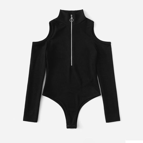 

women's jumpsuits & rompers women autumn turtleneck jumpsuit bodysuit leotard romper blouse long sleeve solid playsuit, Black;white