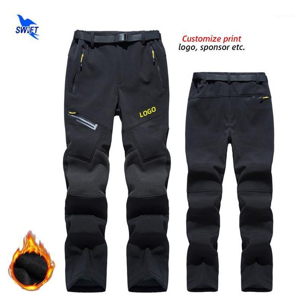

outdoor pants customize logo men's autumn fleece softshell waterproof sports thermal hiking camping climbing skiing trousers1, Black;green