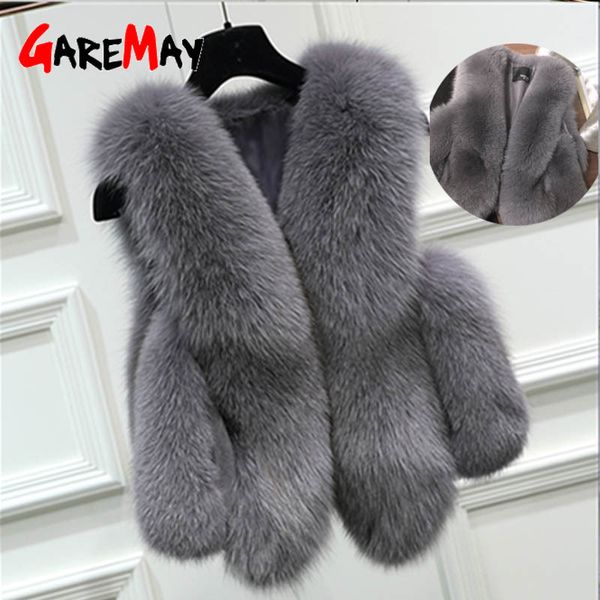 

faux fur coat 2020 winter fur vest for women warm short waistcoat female casual loose fur jacket sleeveless women's coat vests 1023, Black;white