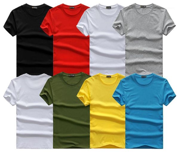 Homens camisetas Atacado - Homens Tops Tees 2021 Estilo de Verão O-pescoço Manga Curta Sólida T Shirt Homens Moda Tendências T-shirt de lazer Tamanho 5