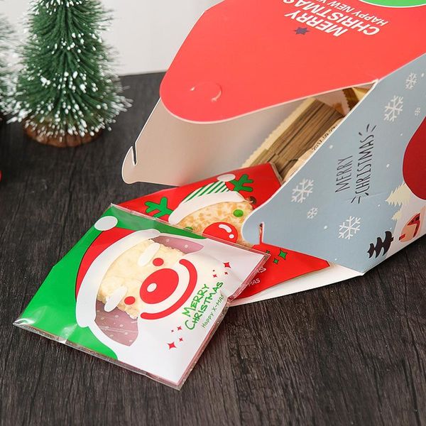 

stobag 5шт рождество санта-клаус бумаги box 121212cm новогодний подарок конфеты шоколад упаковка с лентой украшения партии jlluot