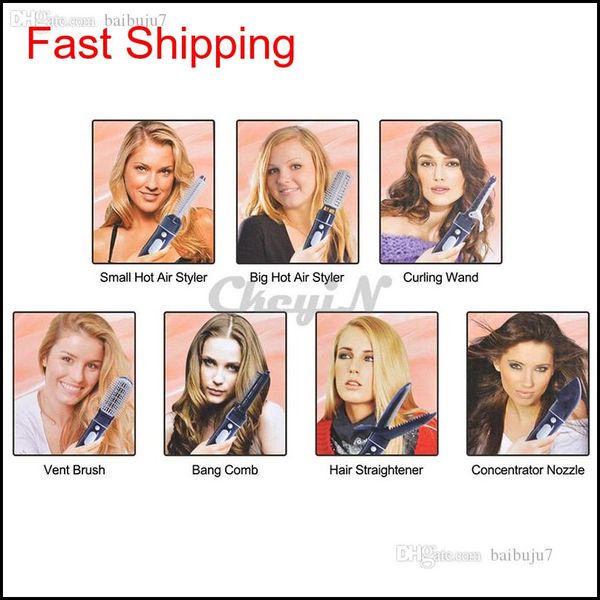 

wholesale-7 in 1 professional hair dryer hair blow dryer mini hairdryer with comb nozzles attachments blower qylenk lipper