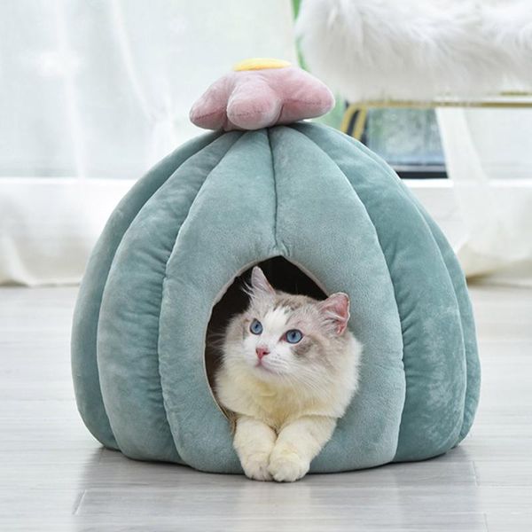 

plush pet house dog cat nest washable kennel winter warm sleeping cartoon cactus cats nest soft puppy mat pets supplies1
