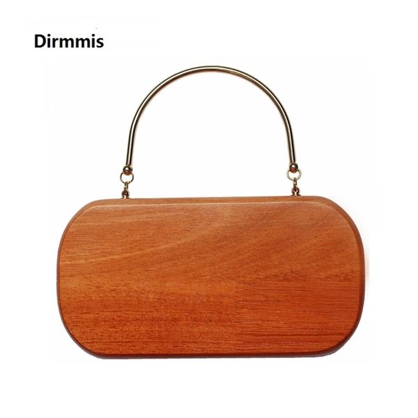 

brand new fashion women messenger cute handbag brown solid evening bag vintage tote woman wooden casual prom clutch purse y201224