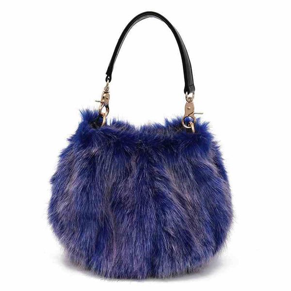 

new women handbags winter fashion luxury faux fur a main femme bucket plush bags female cross body shoulder bag