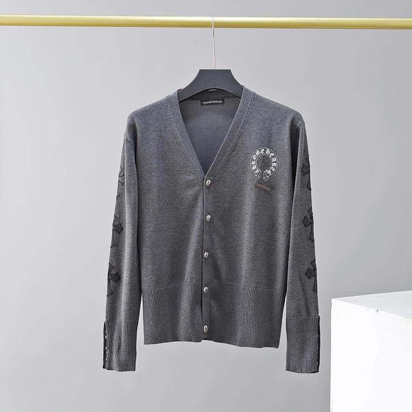 

new 2020 ch crochin versatile lambskin cross split leather two color wool blended cardigan, Black