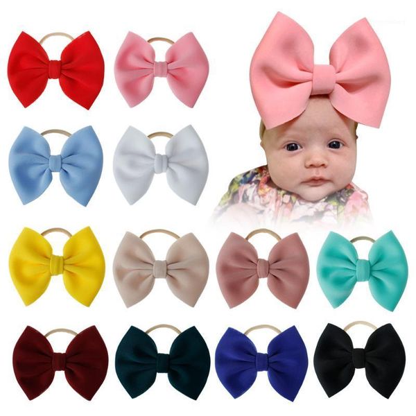 

puff hair bows nylon headband for girls elastic nylon headbands big puff bow hair band accessories 18pcs/lot 2020 new1, Slivery;white