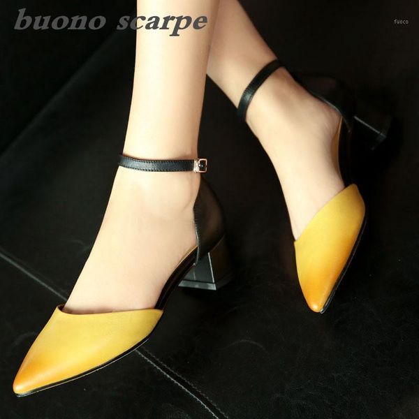 

dress shoes 2021 pointed color matching leather sandals buckle with roman women's shoes1, Black