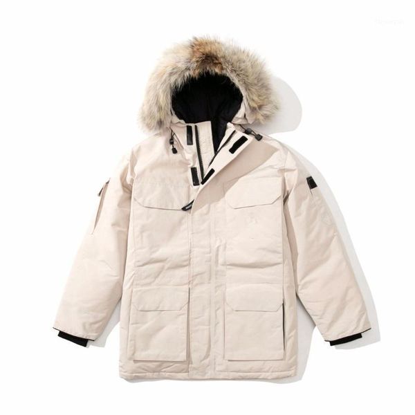 

men's outerwear winter jacket windproof waterproof wgd fully seam sealed wolf fur collar winter coats1, Black