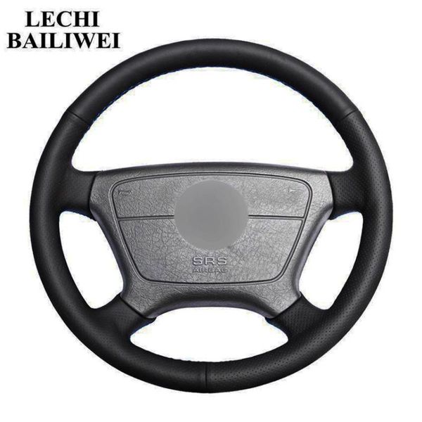 

black artificial leather hand-stitched car steering wheel cover for e-class w210 e 200 240 280 320 1995-2002 w1