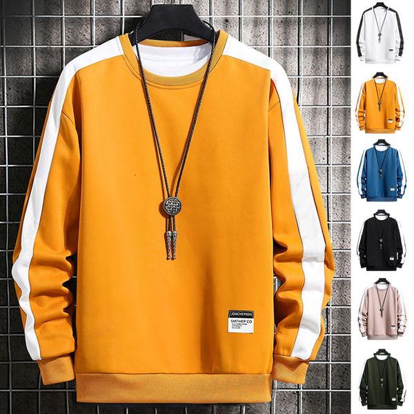 

2021 mens casual o-neck patchwork sweatshirt for young fashion harajuku sweatshirts men spring autumn new 12 color hoodie mu90, Black