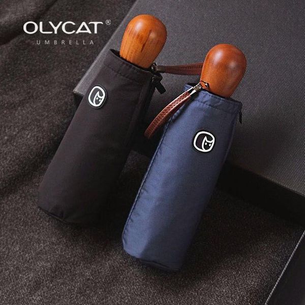 

olycat compact mini umbrella women kids and men umbrella pocket umbrella wood handle windproof uv folding qylfcy mywjqq