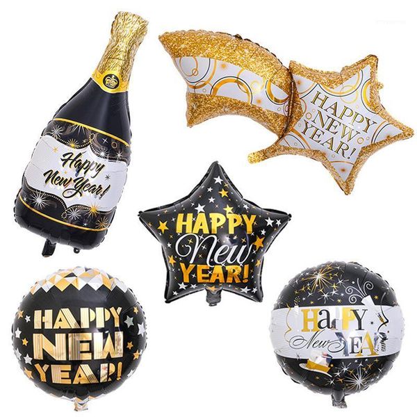 

1pcs 2021 happy new year foil balloons black wine bottle helium balloon merry christmas party decor supplies air balls globos1