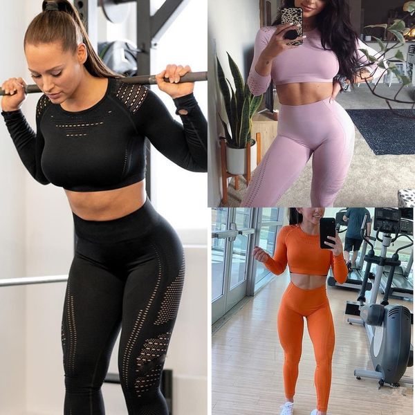 

yuuxq фитнес рукав костюм зимнего ins штаны футболка брюки йога спортивная и женской высокой талия брюки спортивных йоги продолжительной осе, Gray