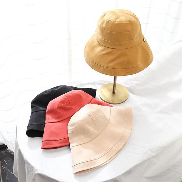 

women bucket hat fashion solid color fisherman simple plain exquisite sun hats summer sunscreen hats for female girls gift, Blue;gray