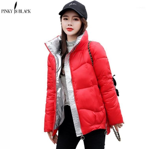 

pinkyisblack 2020 new winter jacket women down cotton padded short parkas mujer plus size 3xl casual basic winter coat female1, Black