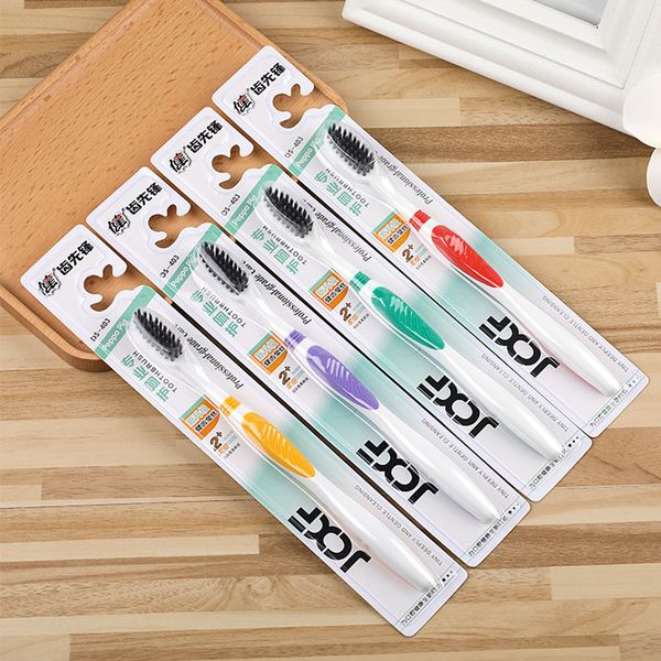 

5 pack] kent 23 bamboo anti-slip brush handle spare charcoal bar sharpened soft bristle toothbrush family pack