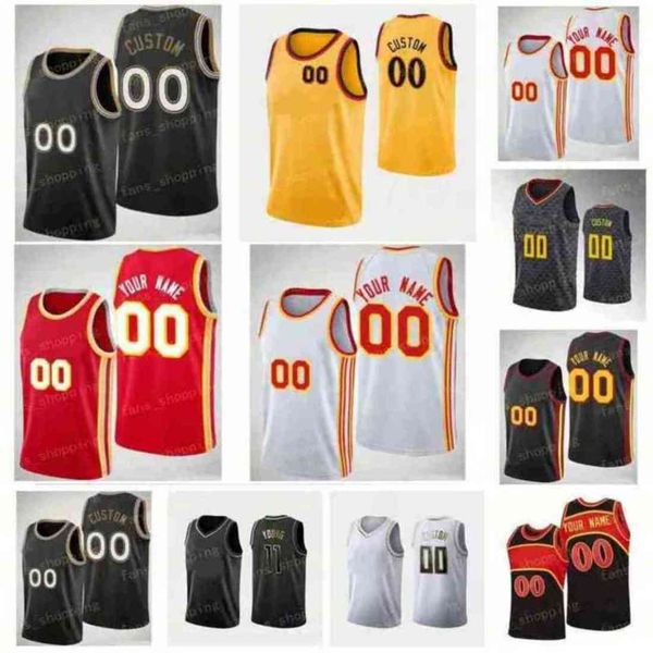 

asketball screen printed 75th anniversary kevin huerter jersey 3 cam reddish 22 deandre hunter 12 john collins 20 danilo gallinari 8 trae yo, Black;red