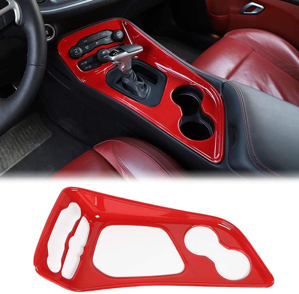 

abs red center gear shift panel cover decoration trim for dodge challenger 2015+ auto interior accessories,