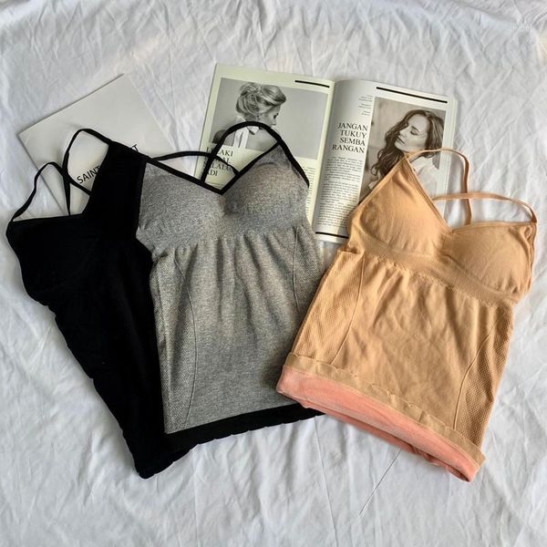 

gym clothing plus velvet version thermal underwear womens long slim fit double layer thick large size fitness camisole beauty back /301, White;black