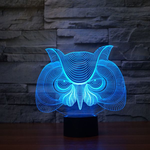 

2021 new creative cartoon owl and 3d led night light acrylic colorful gradient atmosphere lamp novelty lighting 7wm5