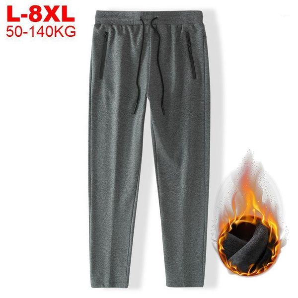 

large size 9xl 8xl 7xl 6xl winter thicken sweatpants men warm fleece lined trousers jogging streetwear joggers hiphop pants male1, Black