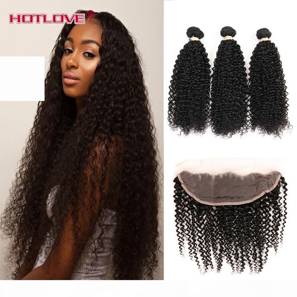 

ove products kinky curly peruvian hair weave 3 pieces human hair bundles with closure frontal unprocessed virgin curly hair extensions, Black;brown