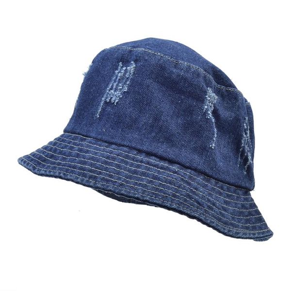 

cloches denim women men bucket hats distressed brim visor sun shade fishing packable summer cap hip hop hat