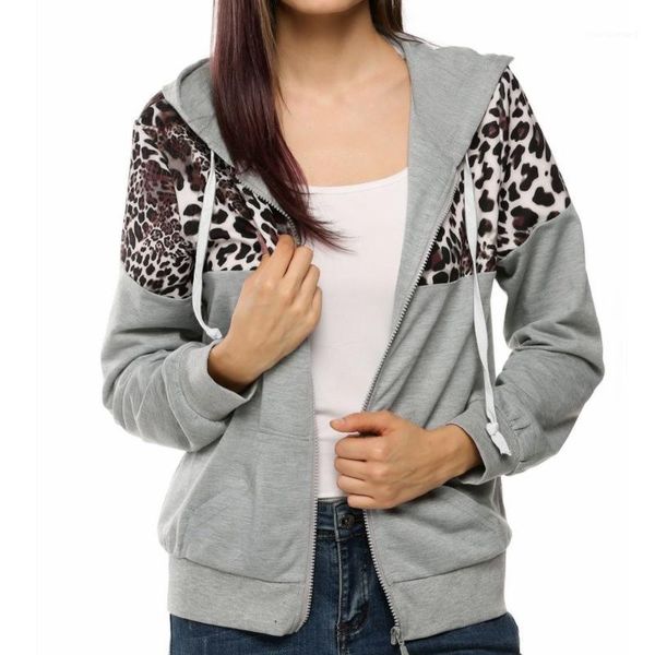 

womens autumn winter leopard print jacket hooded sweater coat hooded sweats casaco feminino inverno sudaderas mujer 2018 51, Black