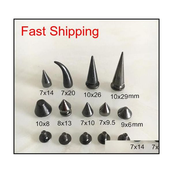 

screw on metal rivet studs,black gunmetal punk rock spike rivet, / ox horn screwback stud,diy shoes, qylqkc bdefashion, Silver