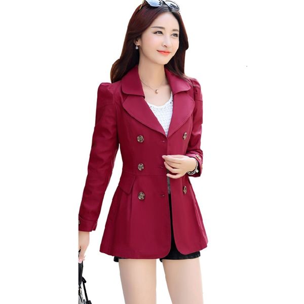 

2021 new spring autumn trench female thin coat double breasted jacket version fashion solid color outerwear femmino zf1t, Black;brown