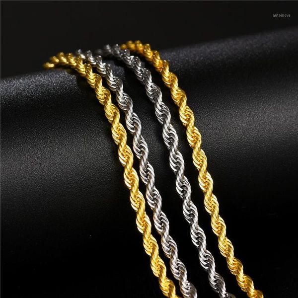 

60cm hiphop men's necklace titanium steel twist chain stainless steel link chain necklace pendant brincos bijoux1, Silver