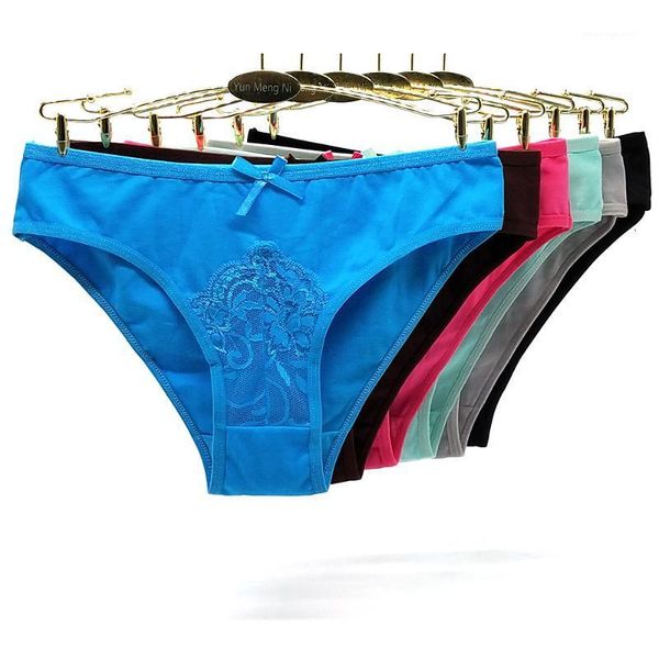 

women's panties ladies see through cotton women underwear lace lingerie femme low waist bragas mujer briefs female 6 pcs/lot1, Black;pink